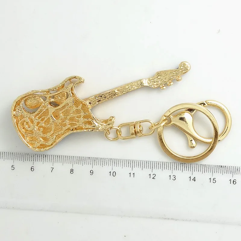 Guitarra llavero Llave de cristal anillo de cadenas para regalo de Navidad de la joyería Llaveros colgante G56 Guitarra llavero Llave de cristal anillo de cadenas para regalo de Navidad de la joyería Llaveros colgante G56