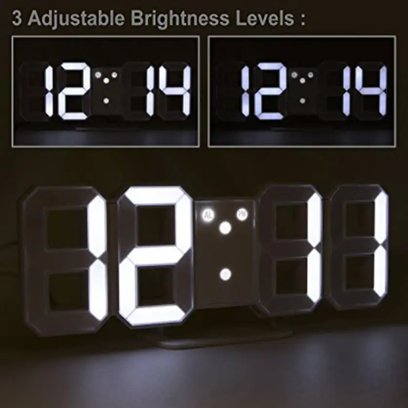 Модные 4 цвета светодио дный время Дисплей современные цифровые светодио дный стол ночь стены электронный будильник часы 24 или 12 час Дисплей