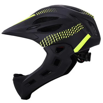 

LED Kids Full Face Mountain Bike Helmet Balance Sports Safety Kids Full Covered Helmets Downhill Scooter BMX 42-52 Chin Pro