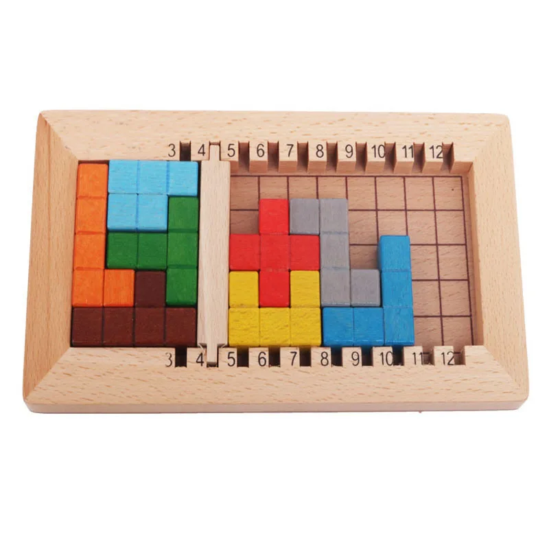 

Wooden Katamino Blocks Learning Educational Toys Tetris Building Blocks Children Gift