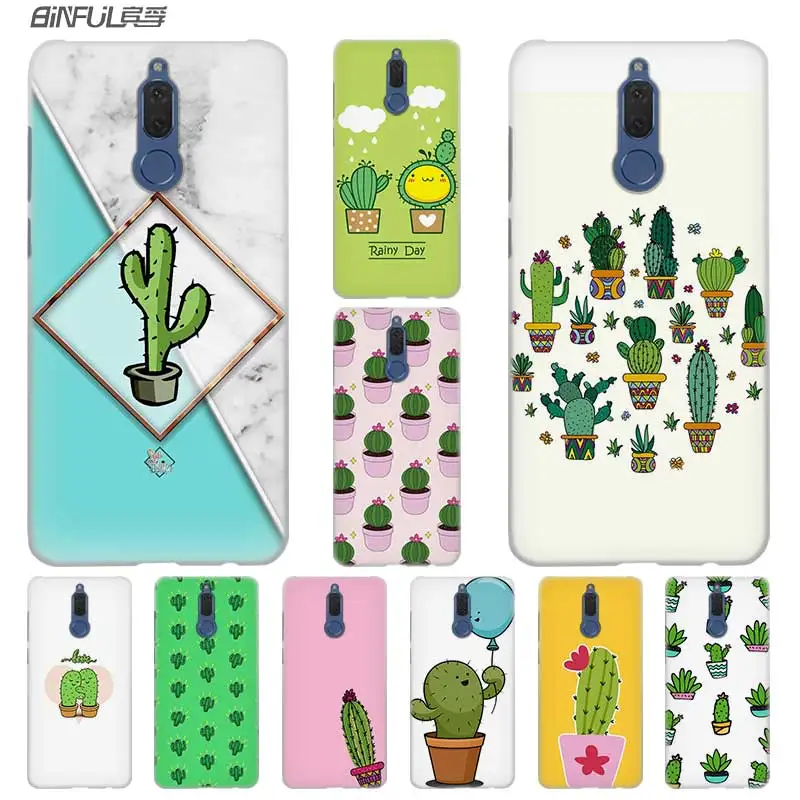 

BINFUL Fashion Transparent hard phone case cover for Huawei Mate 7 8 9 S 10 20 Pro Lite X Flower cute Cactus