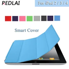 Redlai ultra-delgada Magnética Frente PU de Cuero delgado de La Piel Cubierta Smart + cristal transparente Caja Trasera Dura Para Apple iPad 2/3/4