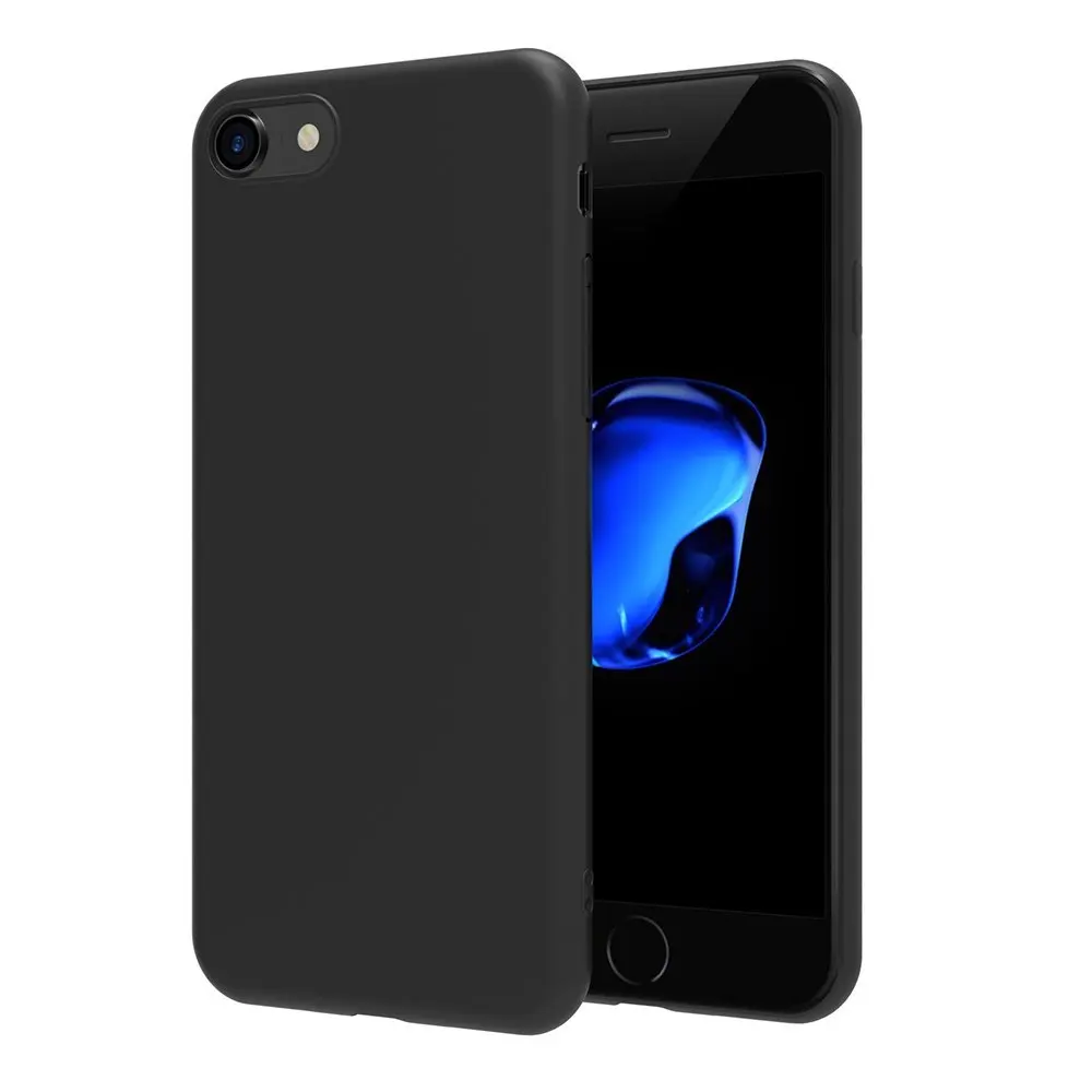 Матовый чехол для iPhone 7 / 8 мягкий силиконовый гелевый черный из ТПУ тонкий