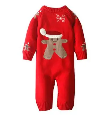 Детские комбинезоны; зимние толстые Ползунки для новорожденных мальчиков и девочек теплый комбинезон вязаный свитер Рождественский олень верхняя одежда - Цвет: A2