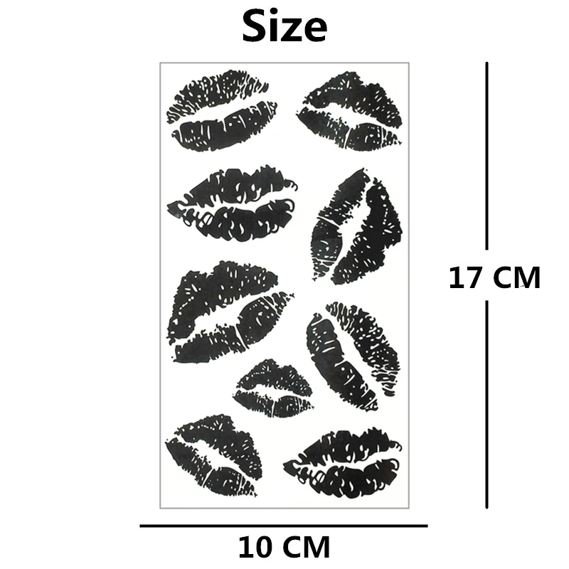 SHNAPIGN черные сексуальные губы временная татуировка боди арт на руку наклейки 17*10