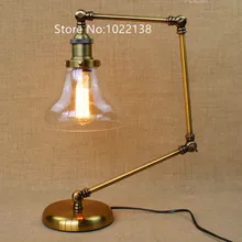 Ретро золотая Кофейня настольная лампа стеклянный абажур Винтажная настольная лампа с регулируемой яркостью 40 Вт лампа Эдисона для спальни, бара, Настольный светильник, Настольный светильник