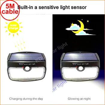 

split mounting 48 LED 900lm Solar Light PIR +motion+radar led 1300lm Su s 5M cable street wall outdoor light f