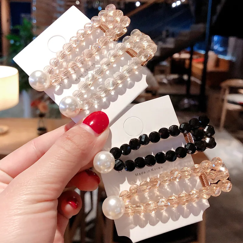 

Crystal Pearl bangs clip ins hair clip side clip sweet girl fashion temperament hair clip Headwear Temperament