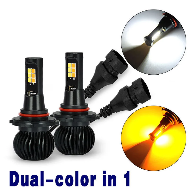 9005 HB3 Автомобильные фары белый Янтарный двойной цвет 12SMD 3030 чипсет светодиодный лампы для вождения Замена внешнего преобразования
