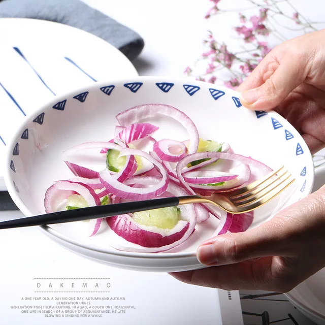 Porcelain Fruit Plates European Style Food Salad Steak Dishes Ceramic Home Decor Brief Dessert Plate Drop Shipping |