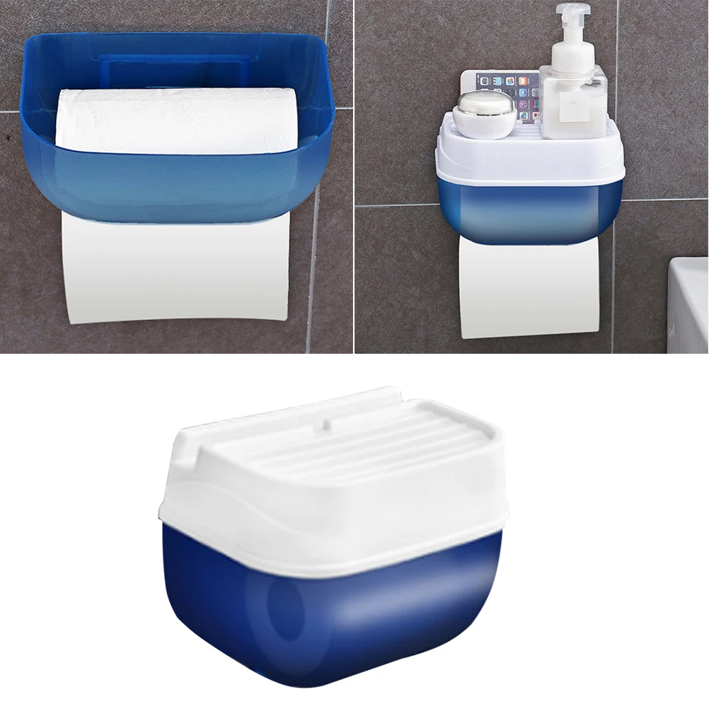 Настенный диспенсер для салфеток для лица без сверления, пластиковый водонепроницаемый органайзер для салфеток, модный влагостойкий рулон туалетной бумаги для ванной кухни(синий