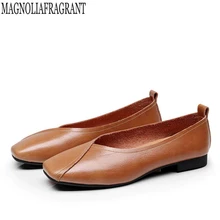 Новая обувь из натуральной кожи на плоской подошве, женские балетки на плоской подошве, лоферы из воловьей кожи, гибкая Весенняя повседневная обувь, женская обувь на плоской подошве, женская обувь k726