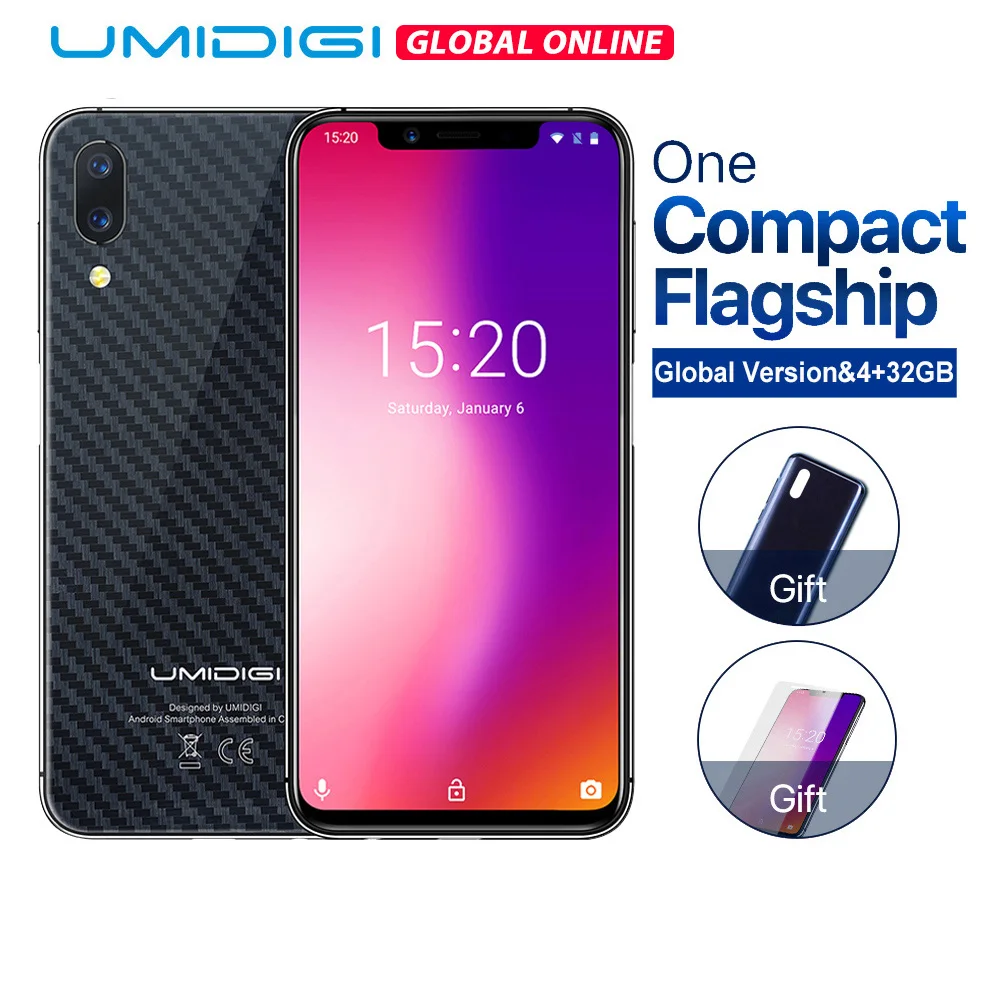 

UMIDIGI ONE Global Band 5.9"fullsurface Dual 4G mobile phone Android 8.1 P23 Octa Core Fast Charger 4GB 32GB smartphone 12MP+5MP
