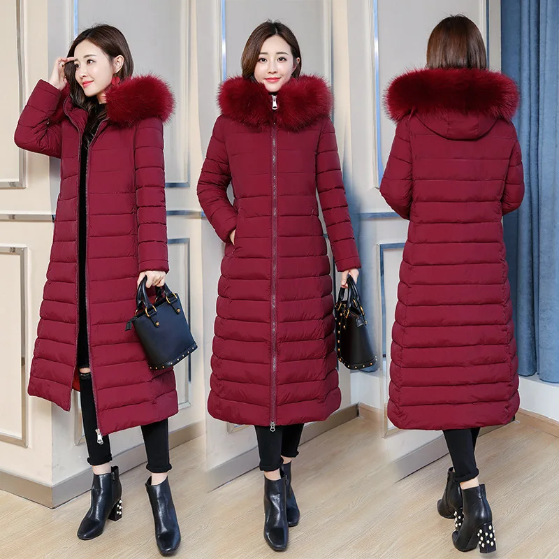 Big size fashion women women long over-the-knee heavy cotton-padded jacket fashionable with thick coat M-4XL