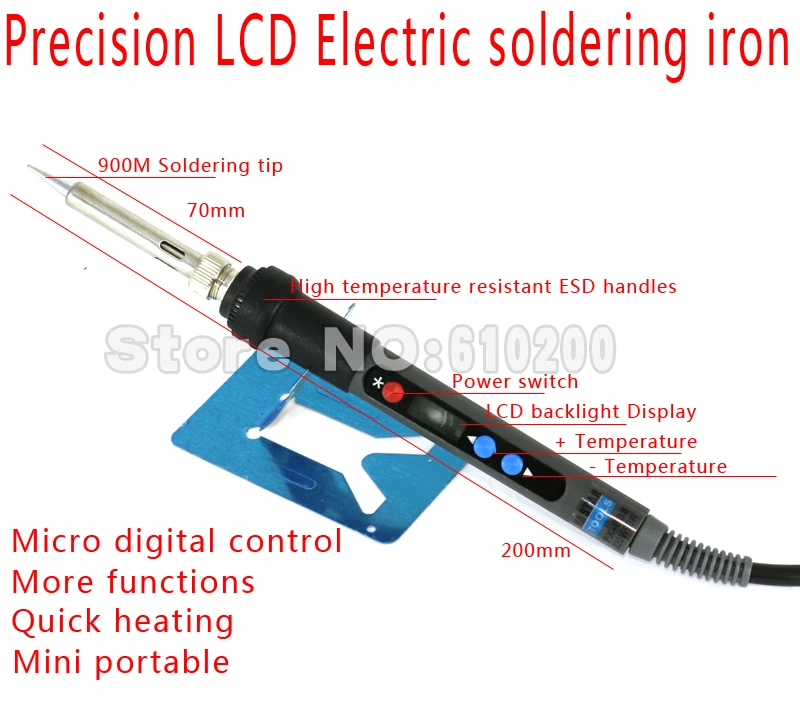 Прецизионная Подсветка ЖК-цифровой Регулируемый бессвинцовый Электрический паяльник ESD паяльная станция 90 Вт+ 17/шт. 900 м паяльный наконечник EU