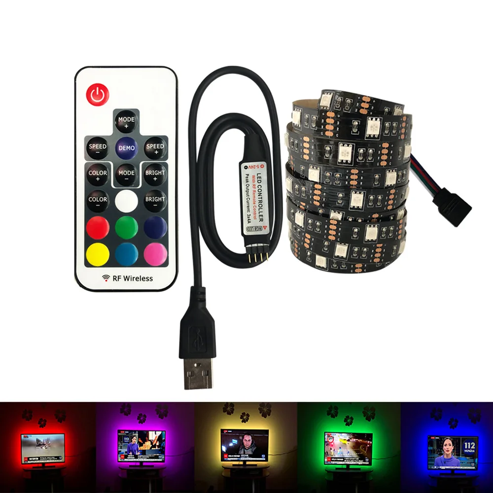 

USB LED Strip 5050 DC 5V No Waterproof RGB LED 30leds Light Flexible 50CM 1M 2M For TV Background Lighting