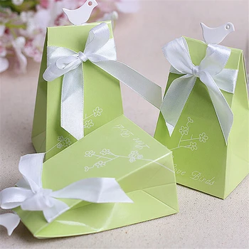 

Free Shipping 50Pcs/lot Green Bird Wedding Favor Boxes Wedding Candy Box Wedding Favors And Gifts Event & Party Supplies