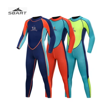 

SBART 2mm Neoprene Girl's One-piece Wetsuits for 2-13 Years Teenagers Youth UV Protection Warm Long Sleeve Conjoined Swimsuit