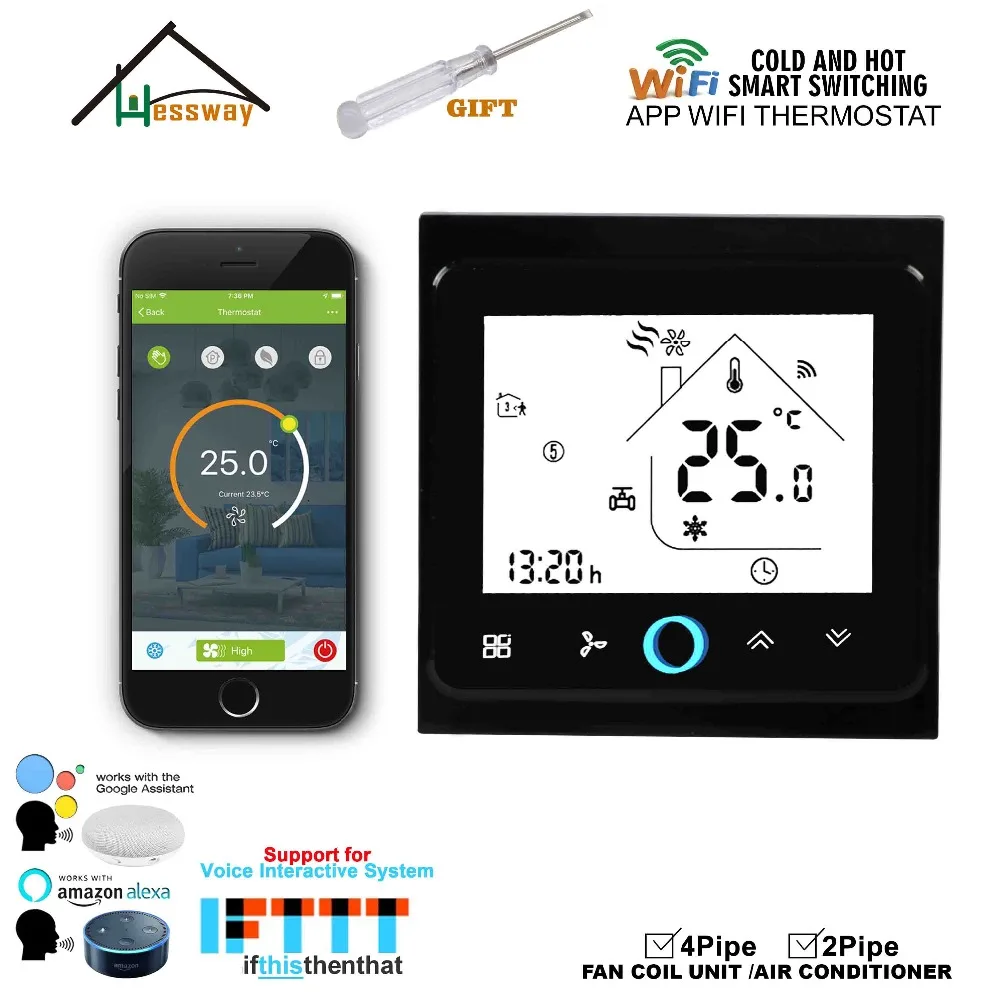 HESSWAY 2p 4p охлаждение/Отопление цифровой беспроводной wifi термостат комнатный контроль температуры для центрального кондиционера