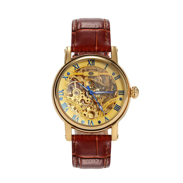 2016 Vintage Blacksteel Strap Men Wristwatch Skeleton Clock Male Antique font b Steampunk b font Casual