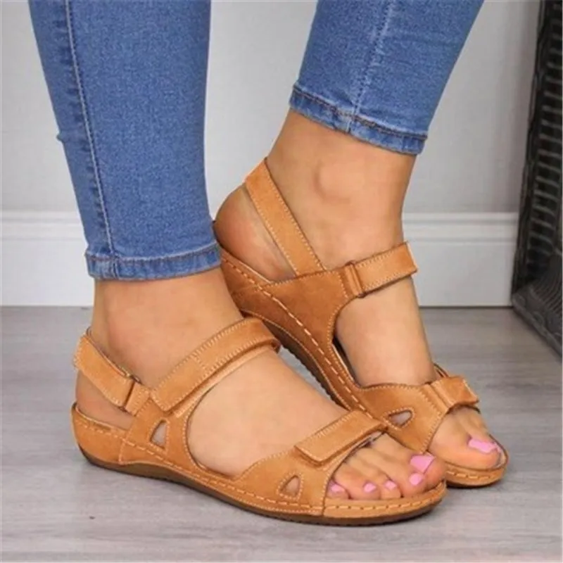 

Women Sandals For Summer Causal Shoes Woman Buckle Strap Peep Toe Flat Beach shoes Sandalias Mujer Blue yellow Plus Size 34-43