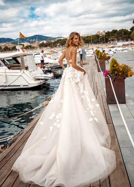 Eslieb Vestido de Noiva свадебные платья принцессы Аппликация Кружева V шеи свадебное платье Robe De Mariee Спагетти ремни HA069