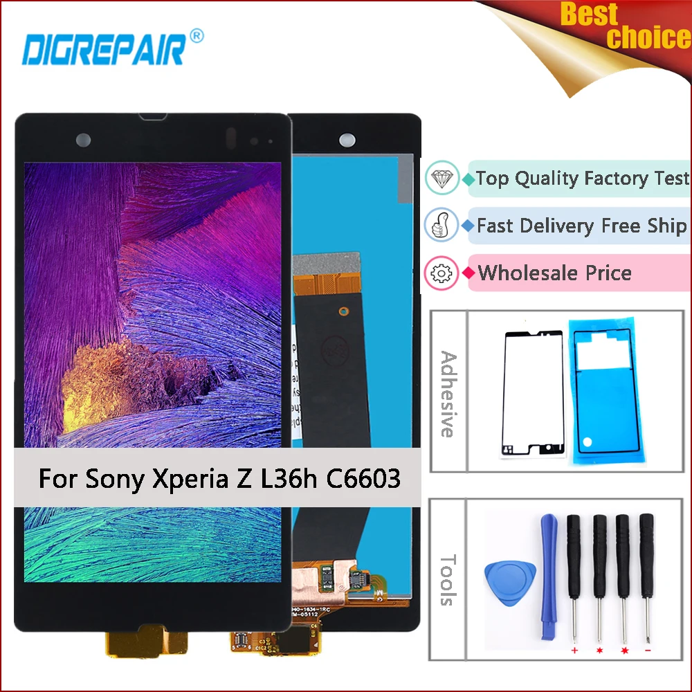 

5.0" c6603 lcd For Sony Xperia Z L36h L36i C6606 C6603 C6602 C6601 C660X LCD Display Digitizer Touch Screen For sony z c6603 lcd