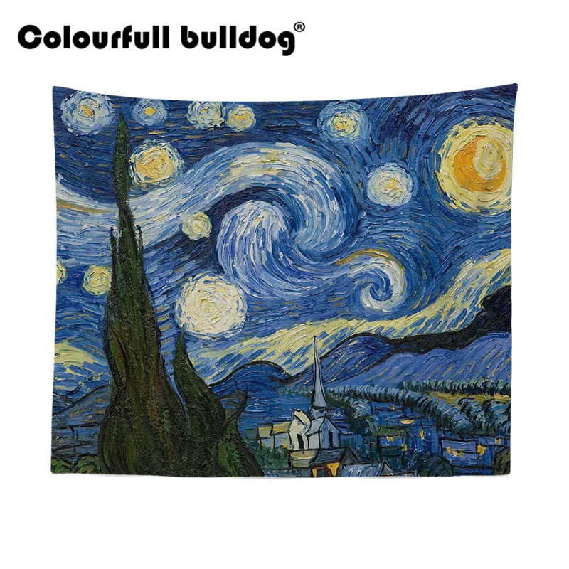 Geometry Van Gogh Tapestries Wall Hanging Wildlife Wolf Couches