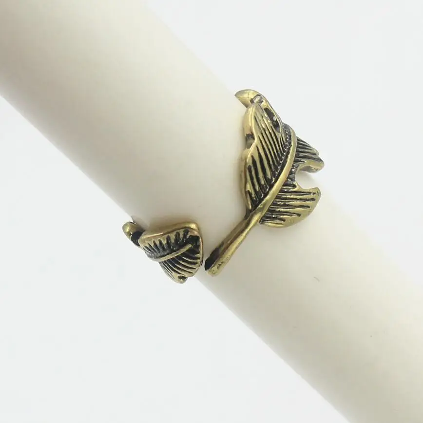 

Korean personality leaf feather style rings fashion brief joint rings for women wj209