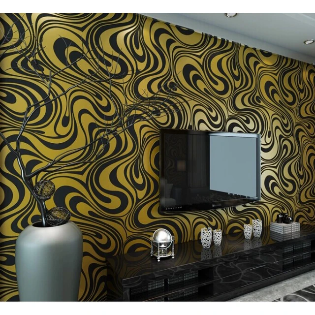 Wholesale European 3d wallpaper rolls papel de parede for non-woven gold  glitter striped wall paper roll 3d wallcoverings - AliExpress