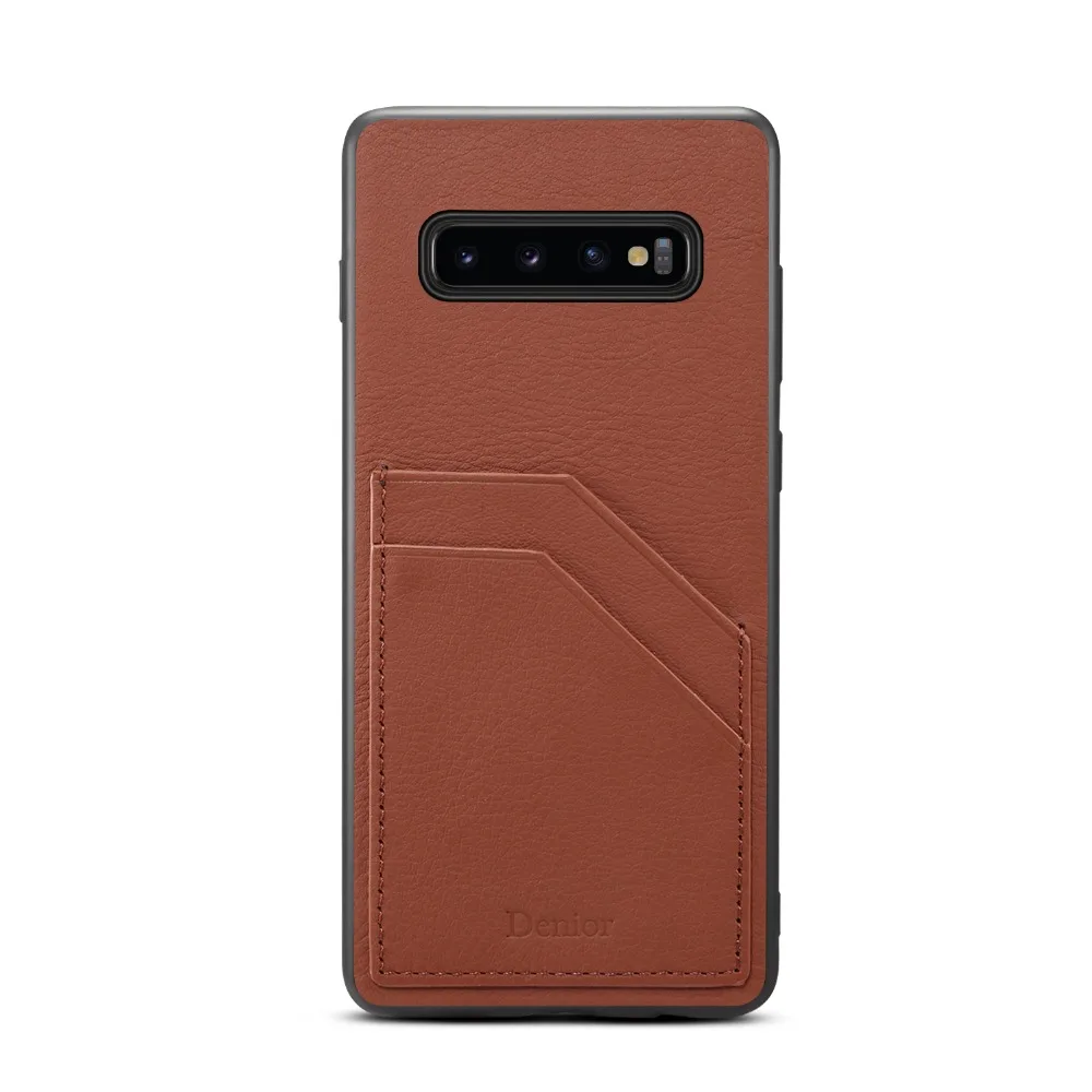 Genuíno de Luxo Negócio com Slots Case para Samsung Couro Estilo Cartão Telefone Volta Galaxy S10 Plus Nota 9 Capa 4 High Quality Telefonia e Comunicação