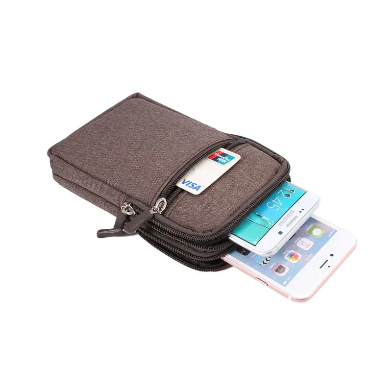 iphone 7 plus phone cases 4 Colors Pen Slot Design 3 Zippers Carabiner Pockets Bag For Multi Phone Model Hook Loop Belt Pouch For Smart Phone 6.3" Below case for iphone 8