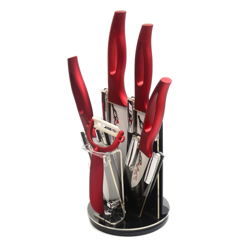 Flower Pattern Ceramic Knives XYJ Brand Knife Stand+ Peeler+ 3" 4" 5" 6