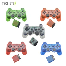 Color transparente Mando Inalámbrico Bluetooth Para Sony Playstation 2 Controle Para Sony PS2 Joystick Gamepad 2.4G Vibración