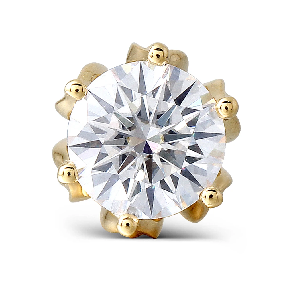Женские серьги гвоздики с муассанитом под золото 585 пробы 14 к|stud earrings|gift giftsgift women |