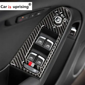 

For Audi A4 2009-2016 Carbon Fiber Window Lifter Control Frame Window Switch Decor Armrest Panel Trim car Interior accessories