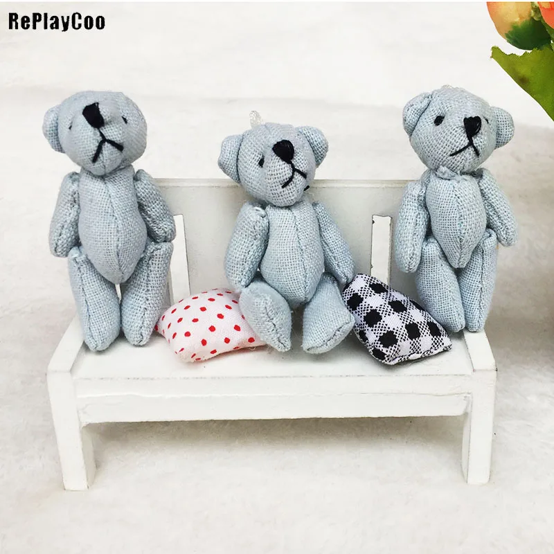 

100PCS/LOT Mini Teddy Bear Stuffed Plush Toys Small Bear Stuffed Toys 6CM Blue pelucia Pendant Kids Birthday Gift PartyHMR021