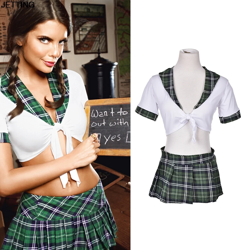 New 2Pcs Set Sexy Students School Girl Uniform Role Play -1012