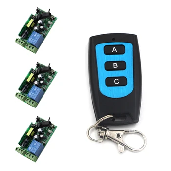 

AC 85V 110V 220V 250V Wireless Remote Control Switch 10A Relay 1CH 3* Receivers With Transmitter Waterproof For Lamp/Light LED