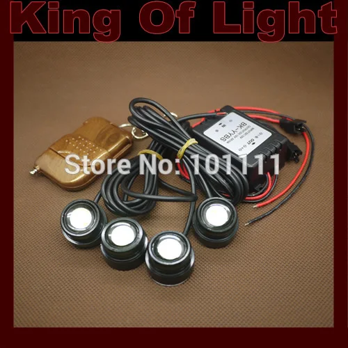 

DIY 4*1.5W IP68 Strobe Flash Eagle Eyes Waterproof Eagle Eye LED Daytime Running Brake Lamps car Lights parking