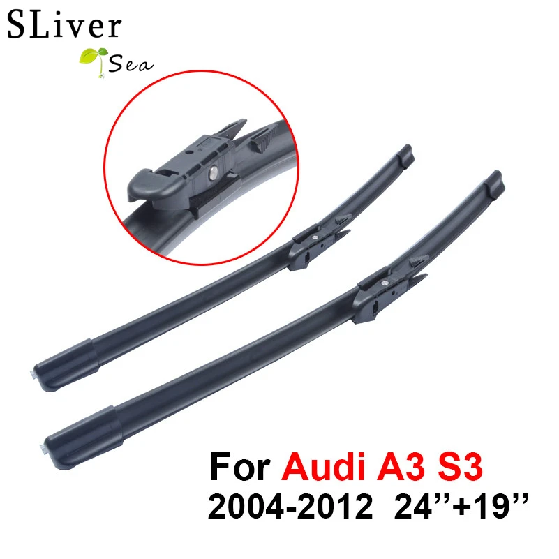 

SLIVERYSEA Pair Windscreen Wiper Blades For Audi A3 S3 2004-2012,Fit Windshield Natural Rubber Wipers Arm,Auto Car Accessories