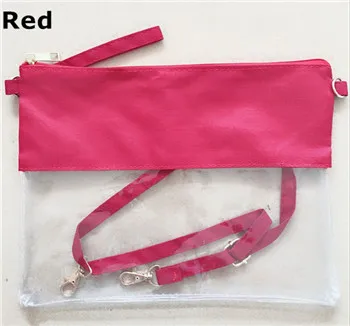 Монограммная прозрачная сумка для стадиона 100 шт/партия прозрачная сумка-тоут Футбольная сумка концертный прозрачный мешочек - Цвет: Red