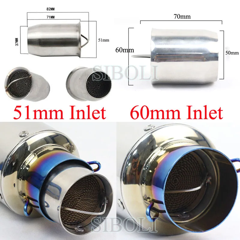 51mm 60mm Motorcycle Exhaust Muffler Pipe DB Killer Keep Quiet Moveable