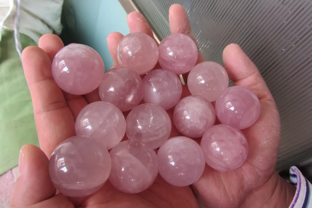14-16pcs Rose Quartz Stone Sphere ~ For Crystal Healing Reiki Chakra grid ball 500g | Дом и сад