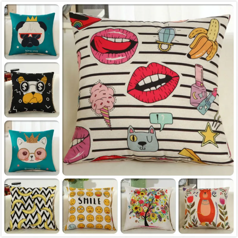 

Decorative Throw Pillow Include Fill Inner Core Lip Cat Dog NEW Creative Sofa Chair Back Cushion Lumbar Waist Cusion 45x45cm 18"