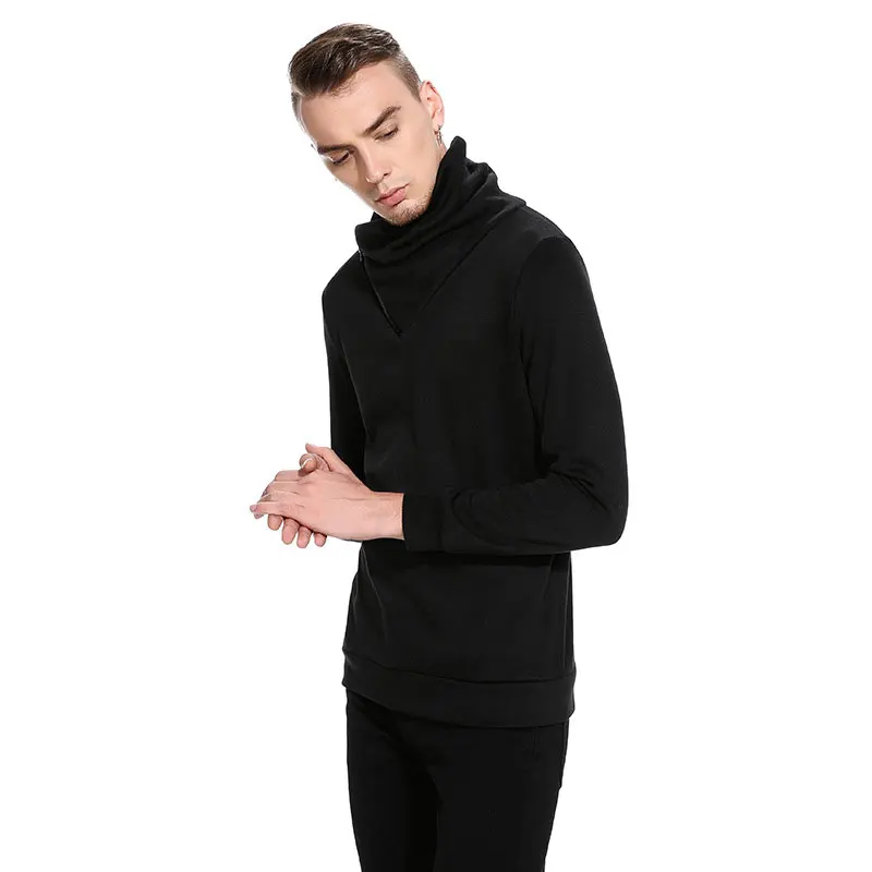 Мужской Топ дизайн молния Декор водолазка Твердые свитера Slim fit пуловер Одежда для мужчин 2018 длинный рукав свитера для мужчин