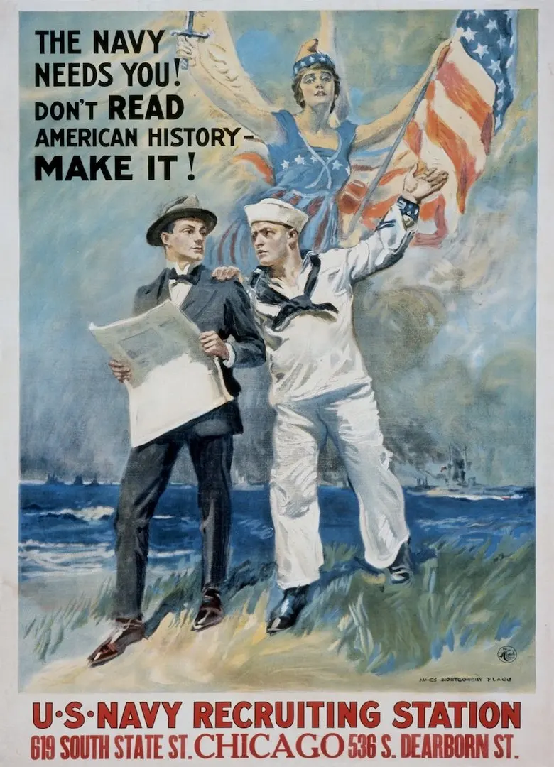Винтажный 1910s США WW1 рекламный постер я хочу чтобы вы в морском стиле классические