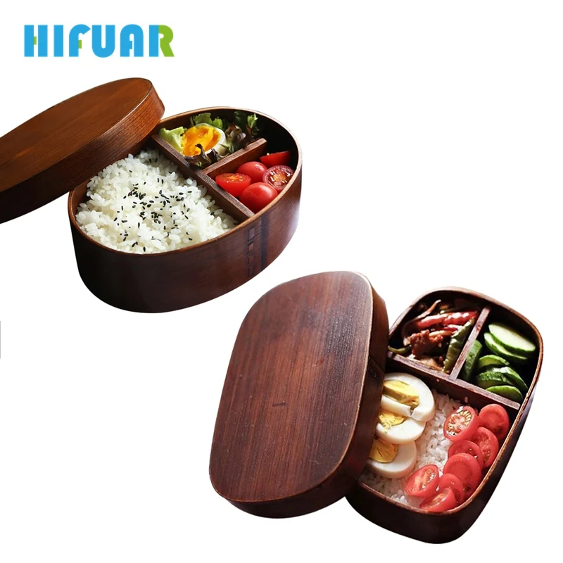 Hifuar японский стиль Bento коробки 1 слой 3 сетки деревянная коробочка для обедов Портативный Пикник Дети Студенты пищевой контейнер кухонный аксессуары