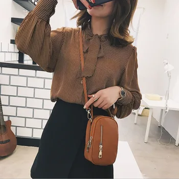 

Lady Phone Package Pure Color Single Shoulder Bag Fashion Simple Aslant Package Zipper Sac A Main Femme De Marque Luxe Cuir 2020
