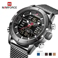 Naviforce New Top Brand Luxury 9153 Sport Digital Military Male Watch Steel Strap Wrist Watch Relogio Masculino montre homme